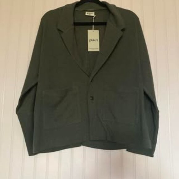 Pact Organic Cotton Women's Relaxed Blazer in Evergreen Heather, size S, NWT - Picture 9 of 9